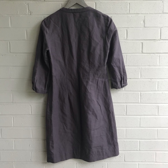 Boden Laura Grey Linen Cotton Prairie Tall Dress - Picture 6 of 6